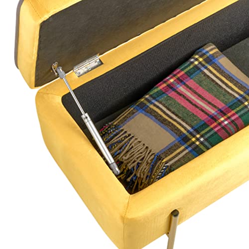 baroni-home-pouf-banc-coffre-velours-jaune-80x40x40-cm image 6