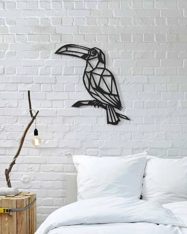 je-suis-art-toucan-one-line-tableau-animal-m-tal-noir image 1
