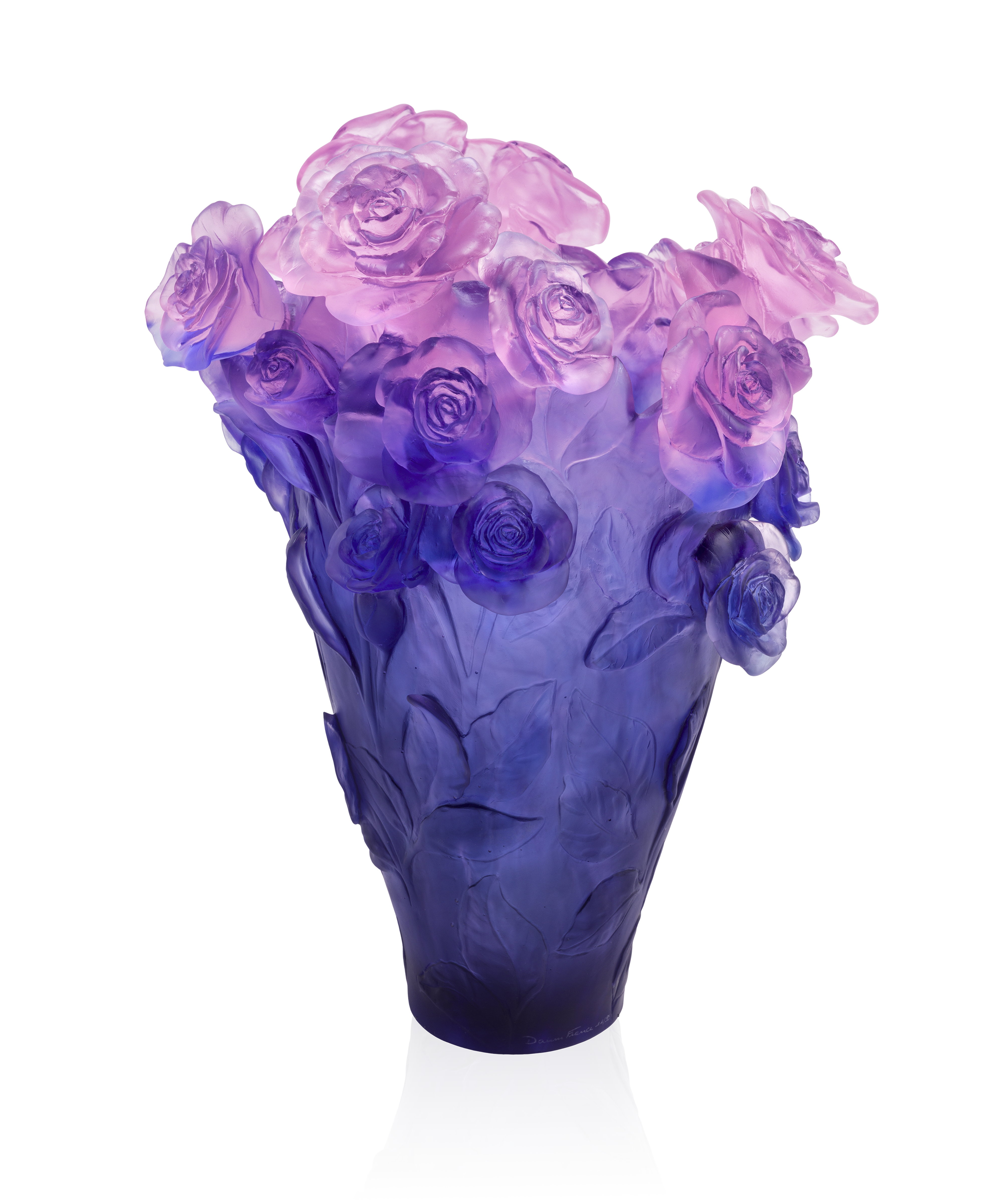 daum-rose-passion-vase-magnum-cristal-bleu-et-rose-99-ex image 1