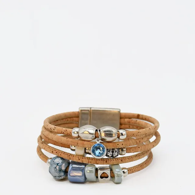 luisa-paix-o-bracelet-li-ge-perles-bleu-fermoir-aimant image 1