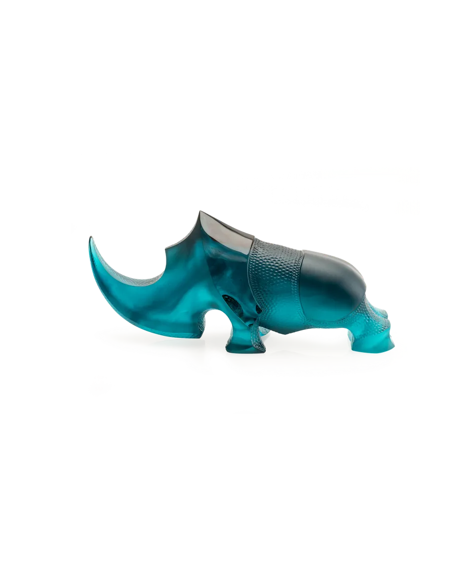 daum-univers-animalier-rhinoc-ros-ongava-bleu-sculpture-cristal-125-ex image 1