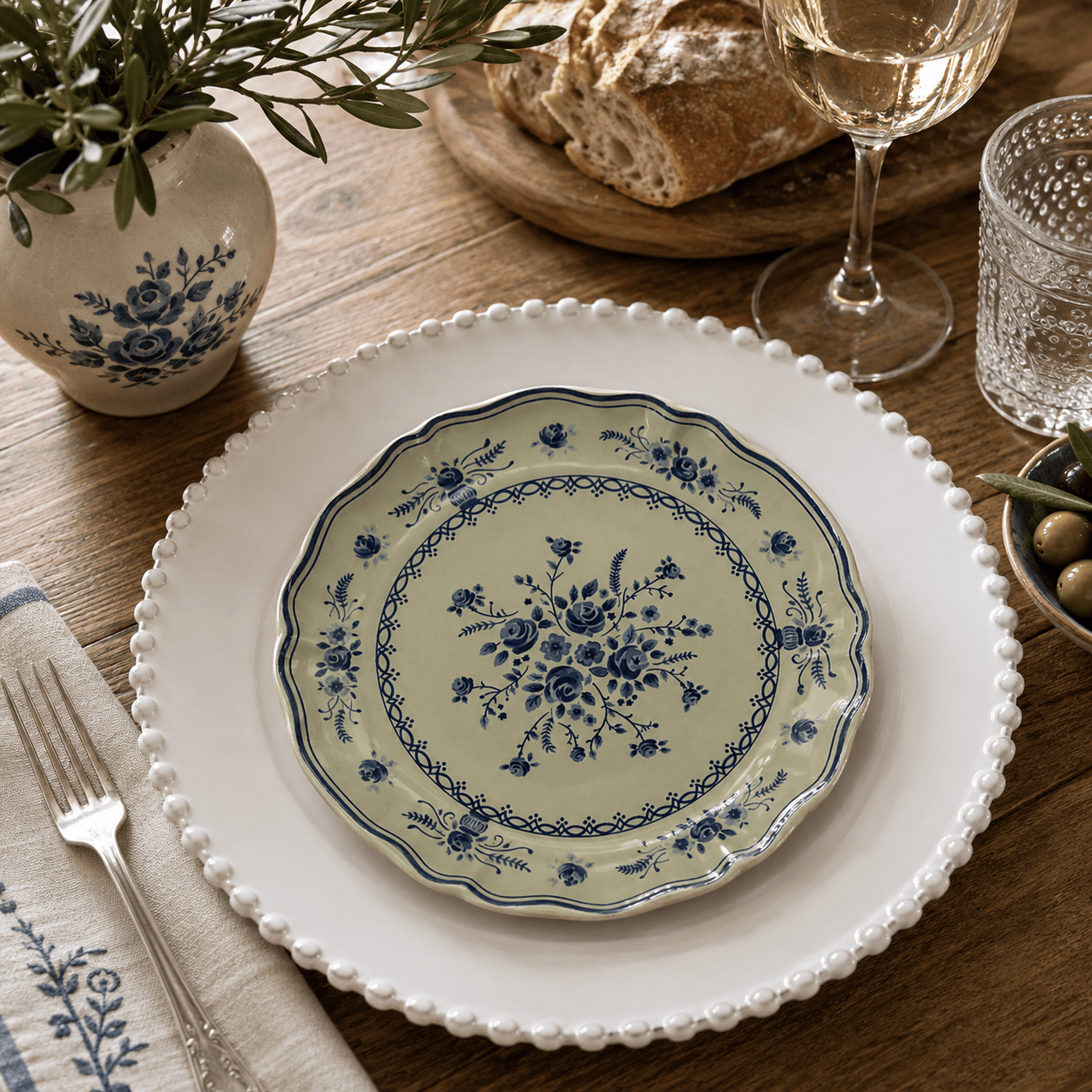 luisa-paix-o-pearl-vila-duo-assiettes-blanc-vert-21-cm image 2