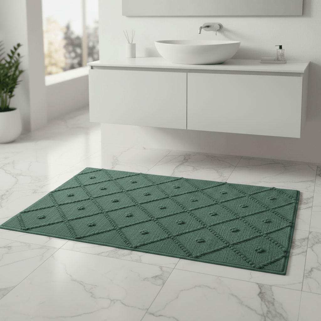 luisa-paix-o-linge-tapis-salle-de-bain-100x50-vert-bouteille image 2