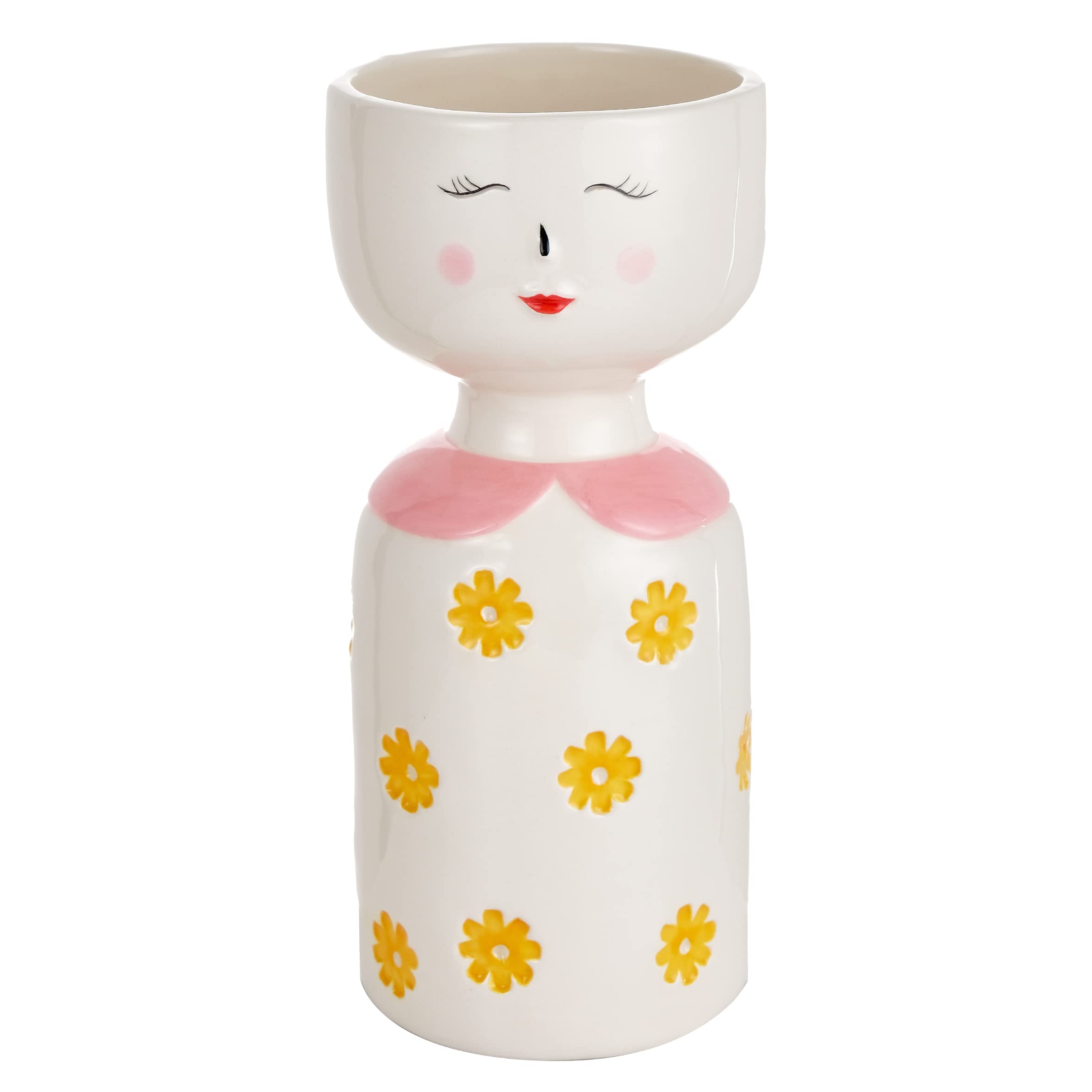 baroni-home-decorazioni-vase-c-ramique-visage-clin-d-il-10x10x16-cm image 4