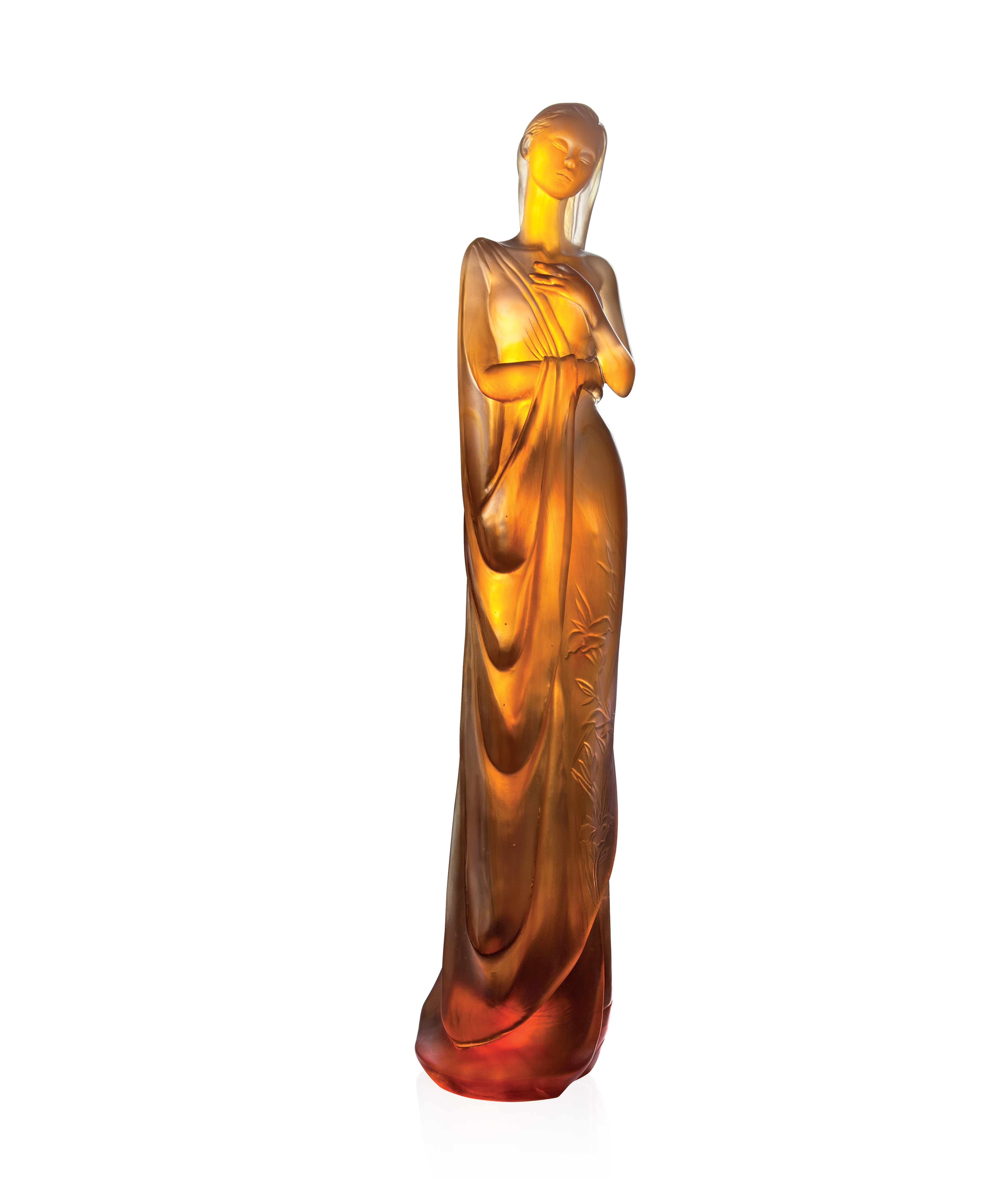 daum-lys-d-eau-marie-paule-deville-chabrolle-sculpture-ambre-125ex image 1