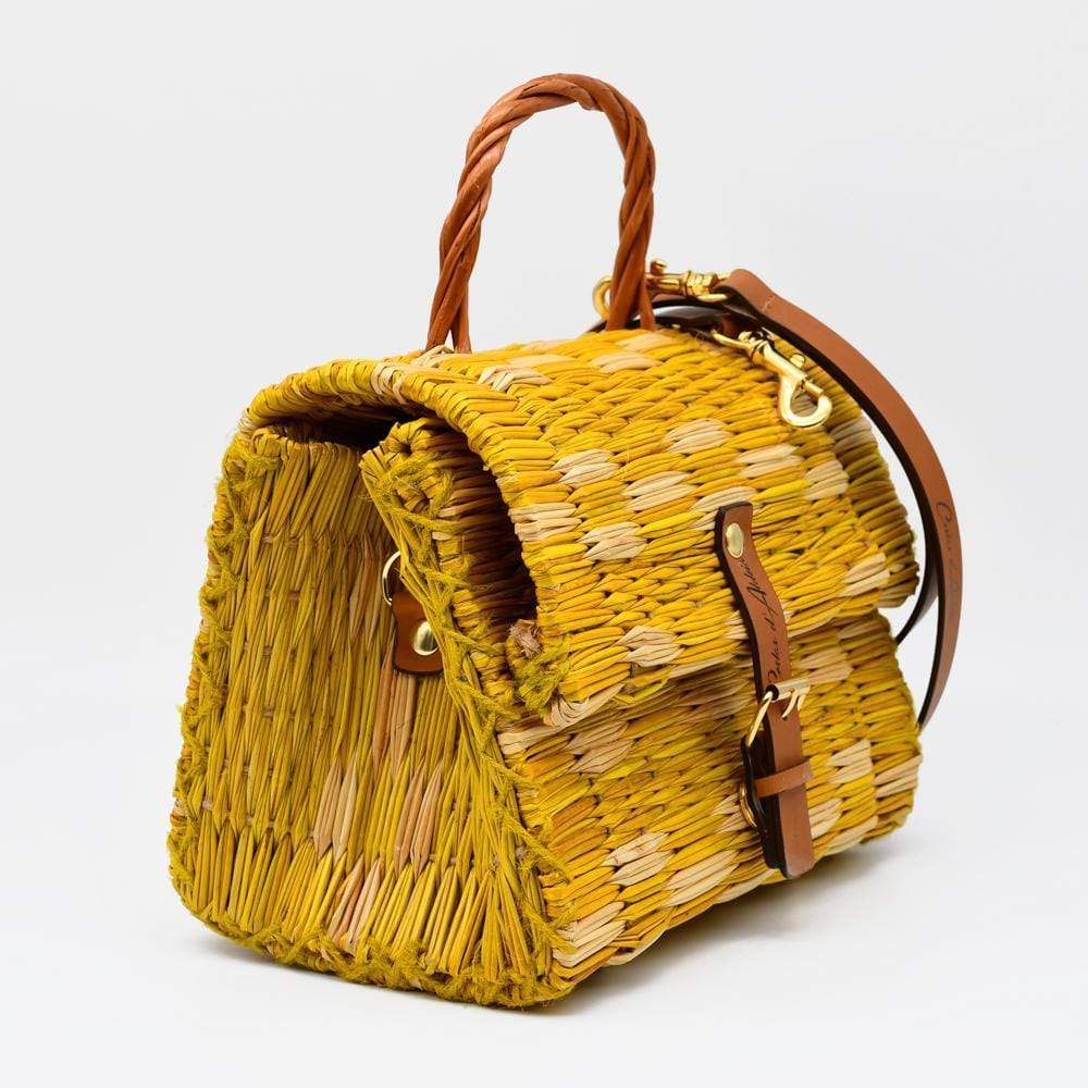 luisa-paix-o-sac-cabas-jonc-jaune-22-cm-cuir image 2