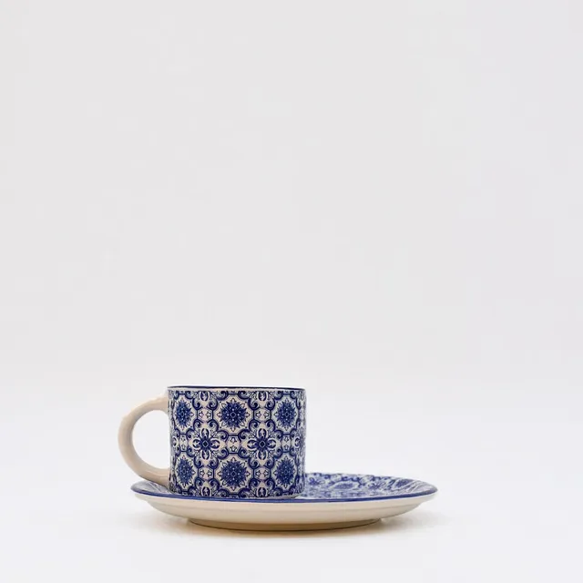 luisa-paix-o-padr-o-tasse-caf-c-ramique-bleu-sous-tasse image 1
