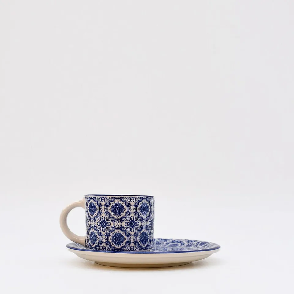 luisa-paix-o-padr-o-tasse-caf-c-ramique-bleu-sous-tasse image 1