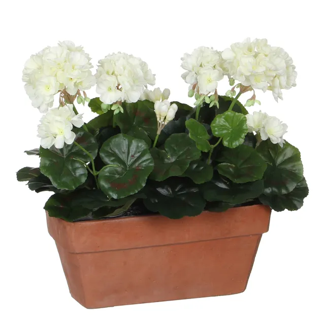 mica-decorations-g-ranium-plante-artificielle-blanc-29-cm-terre-cuite image 1