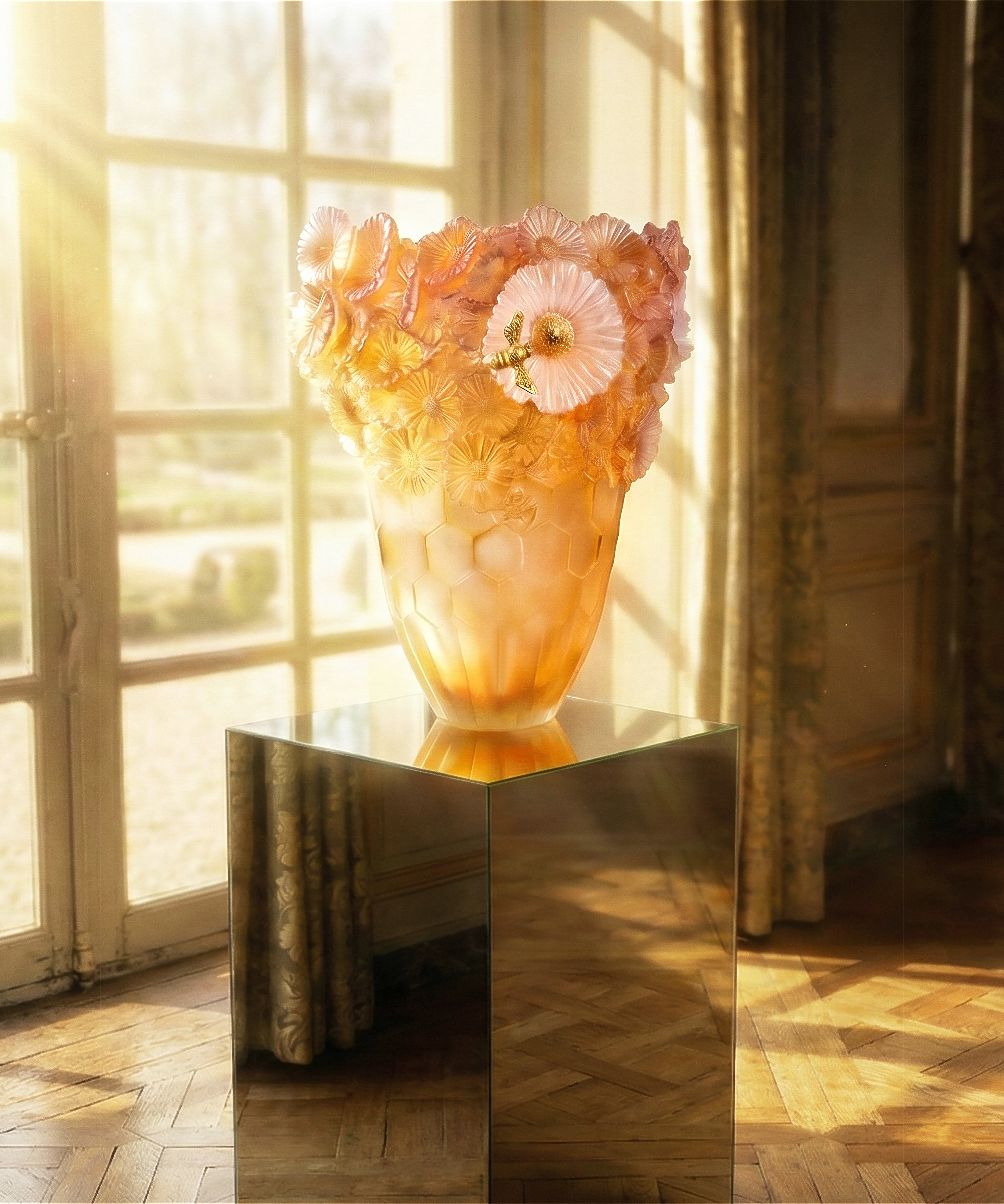 daum-or-d-abeille-vase-magnum-feuille-d-or-99-ex image 2