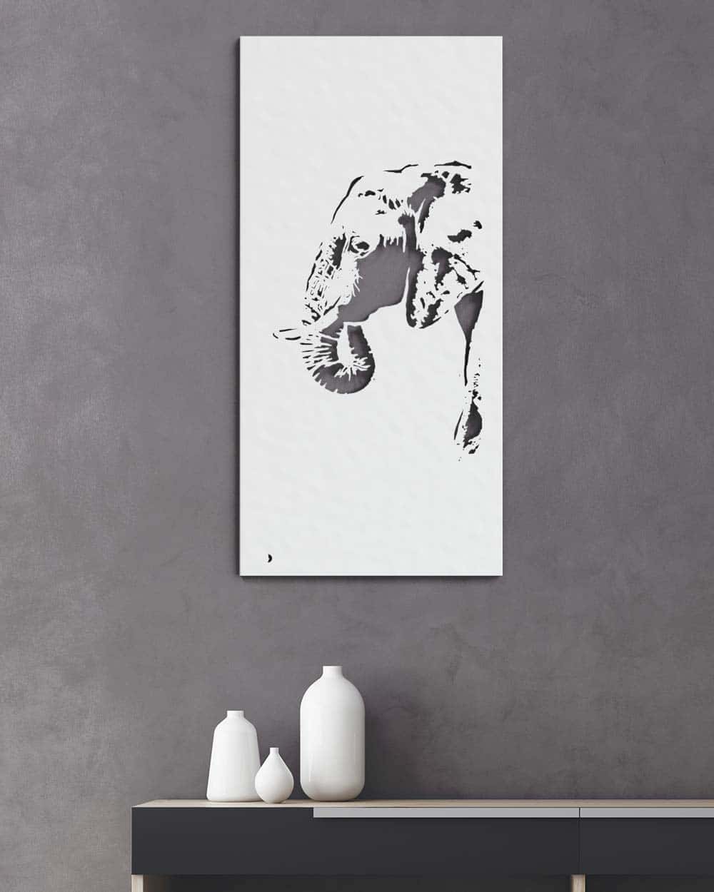 je-suis-art-tableaux-l-phant-tableau-mural-m-tal-blanc image 1