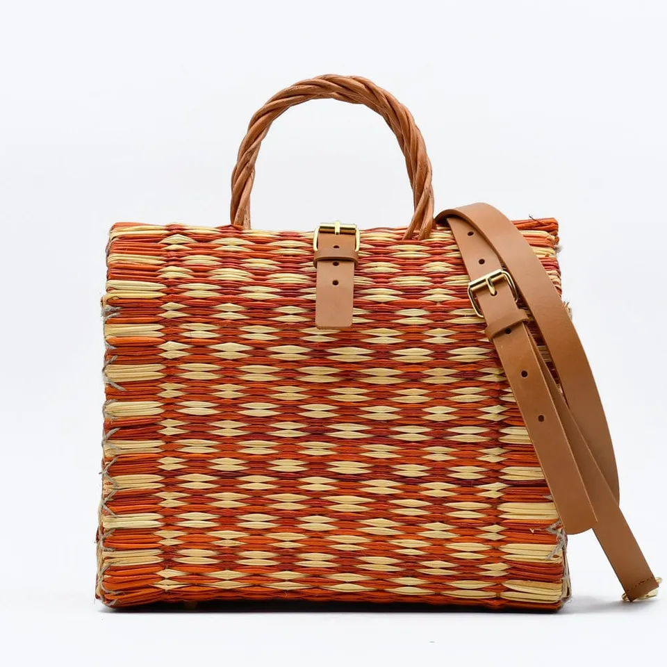 luisa-paix-o-sac-cabas-jonc-orange-26-cm image 1