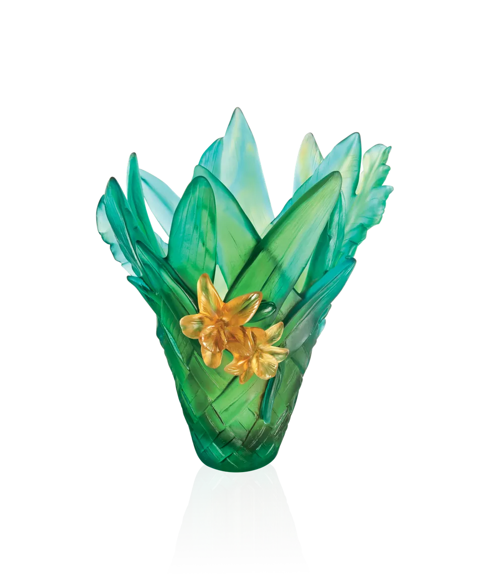 daum-univers-v-g-tal-tressage-vase-grand-mod-le-jaune-vert image 1
