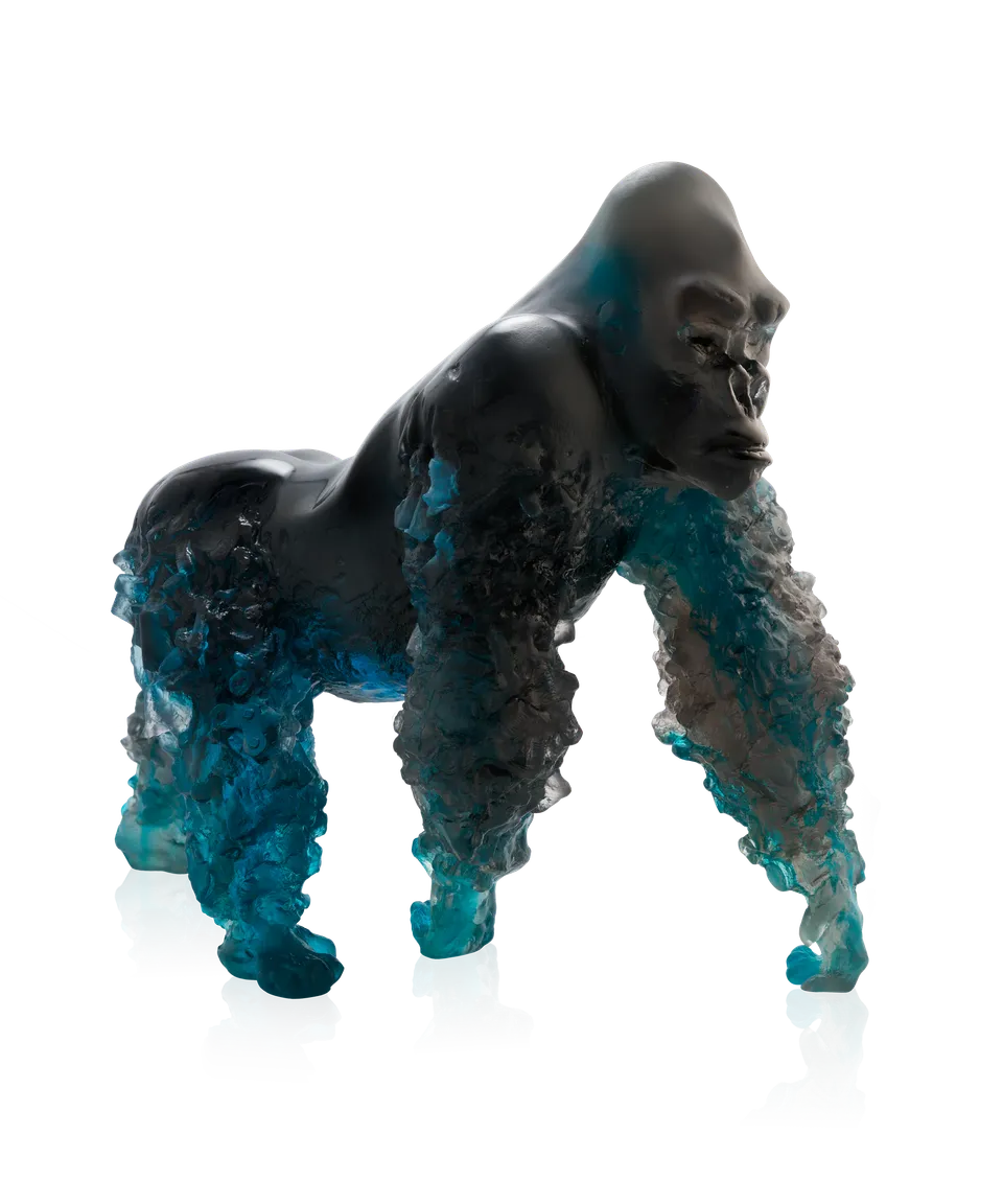 daum-gorille-dos-argent-sculpture-bleu-gris-125ex image 1