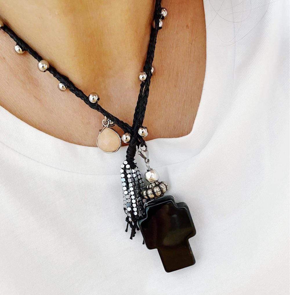 luisa-paix-o-collier-croix-pierre-noire-80-cm image 1