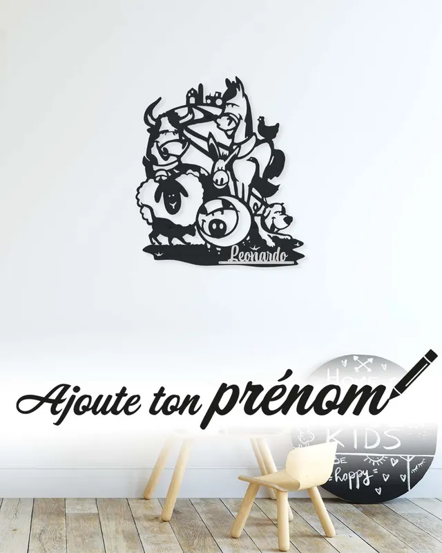 je-suis-art-enfants-ferme-d-coration-murale-m-tal-chambre-enfant image 1