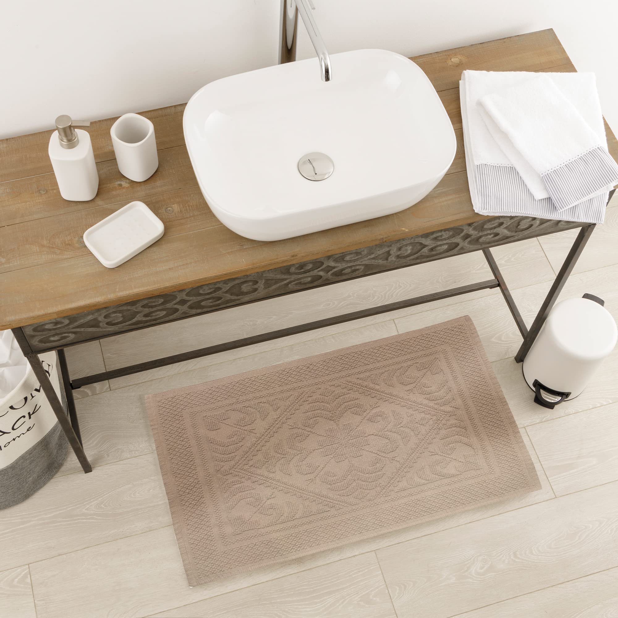baroni-home-tapis-bain-coton-taupe-50-x-80-cm image 2