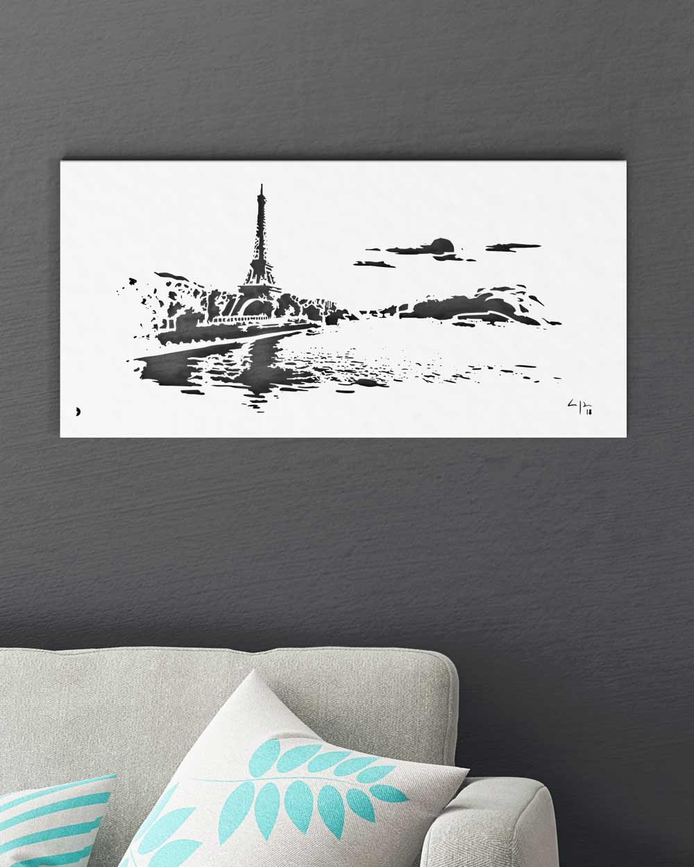 je-suis-art-tableaux-tour-eiffel-tableau-m-tal-paris-noir image 1