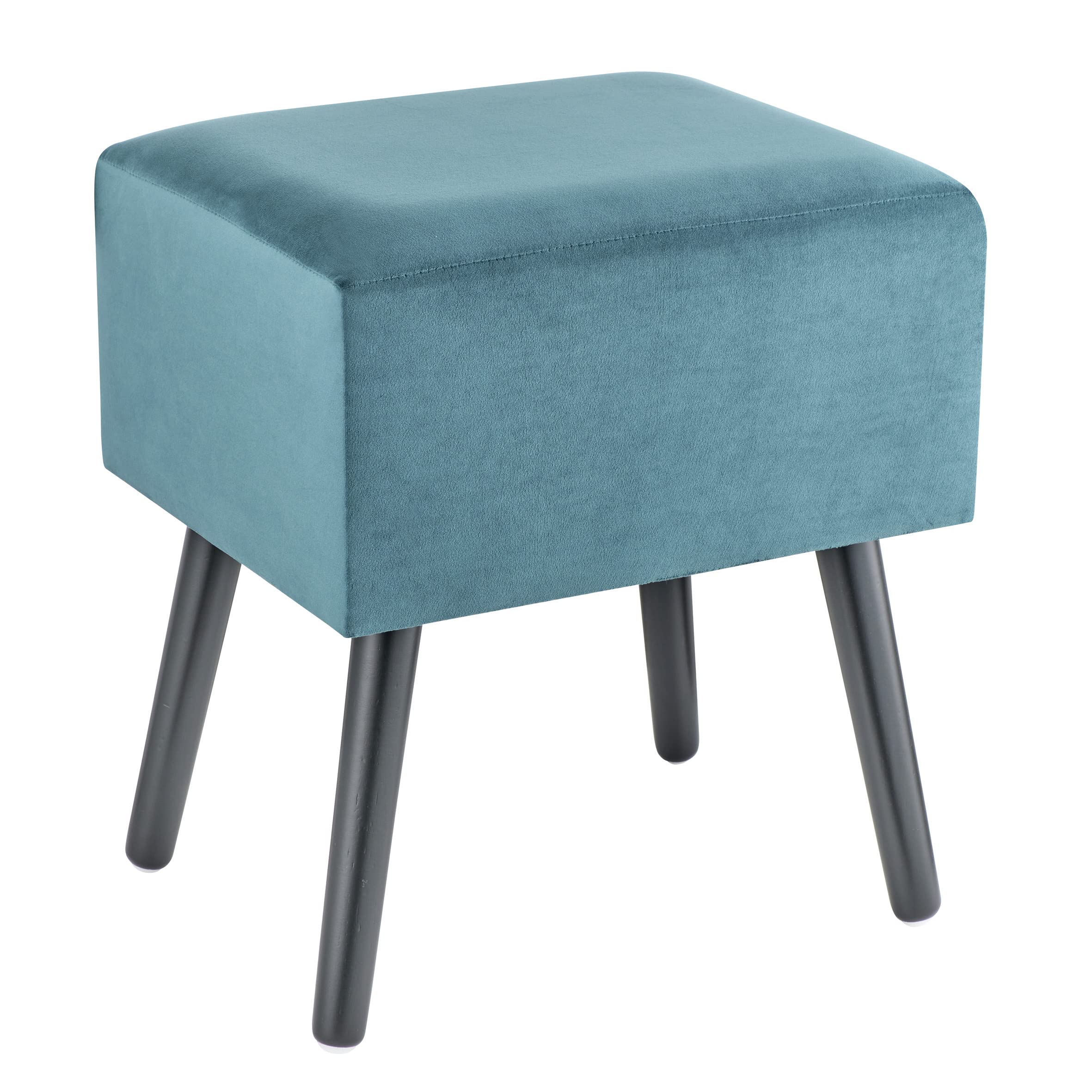 baroni-home-pouf-velours-beige-40x33x46-pieds-bois-salon image 4