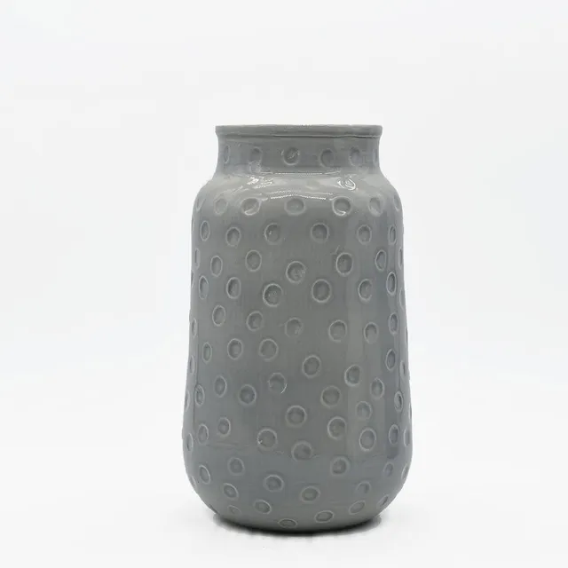 luisa-paix-o-d-coration-vase-c-ramique-gris-24-cm-fait-main image 1