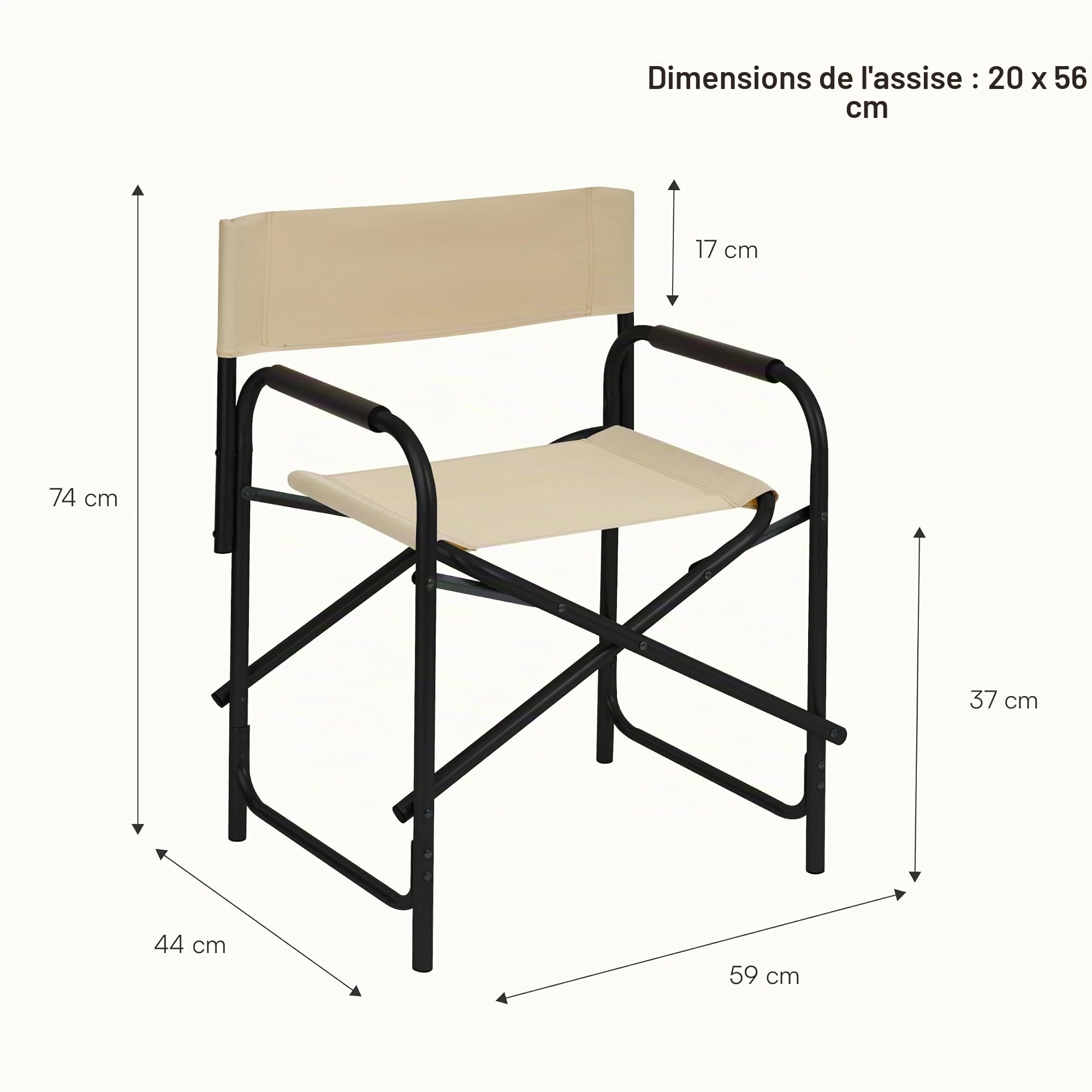 baroni-home-outdoor-chaise-r-alisateur-pliante-cru-acier-toile image 3