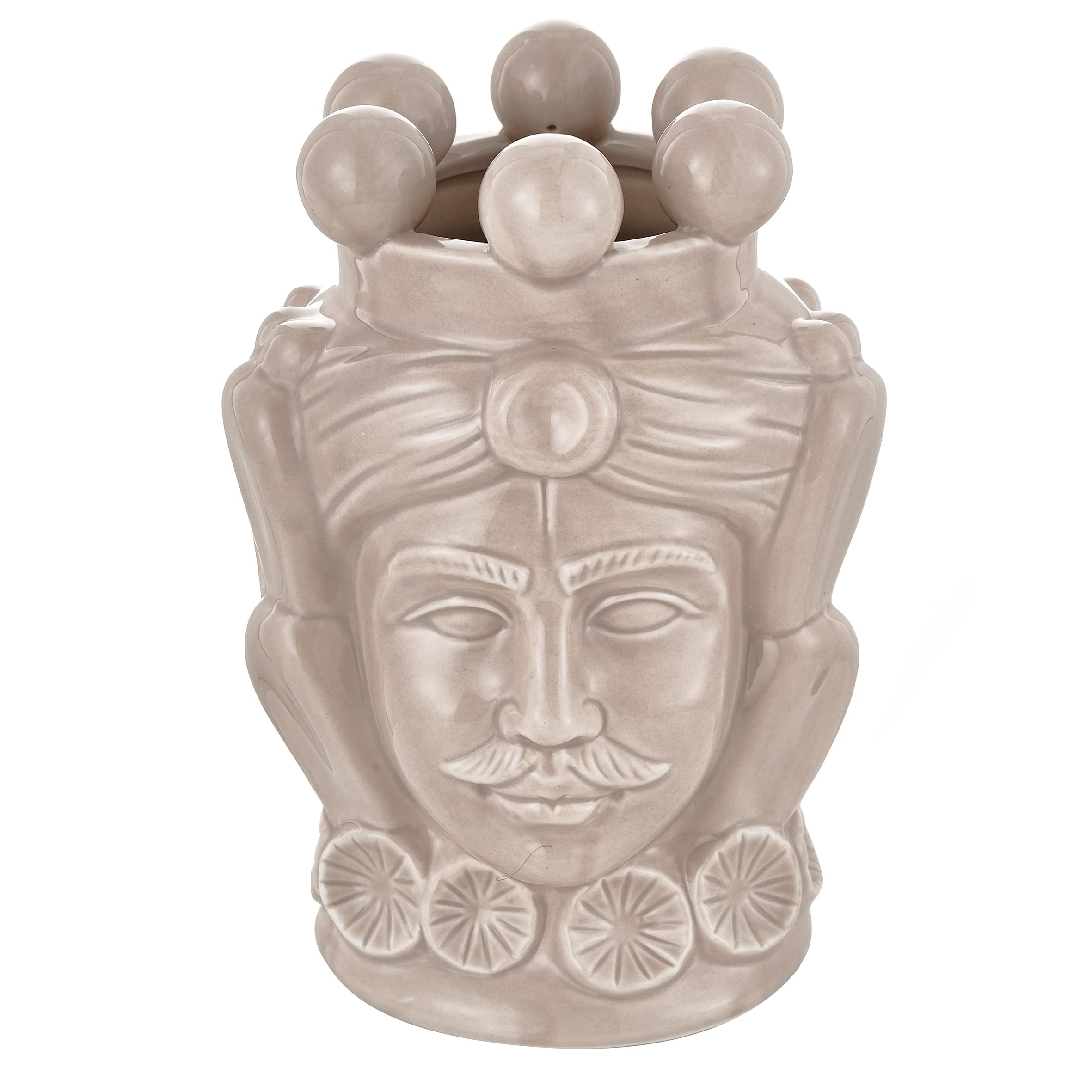 baroni-home-teste-di-moro-vase-c-ramique-roi-cr-me-20-5-cm image 1