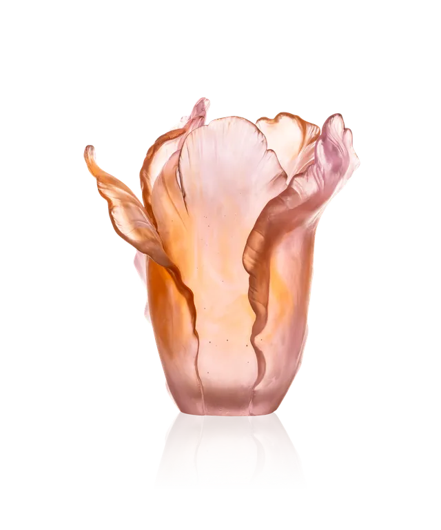 daum-univers-v-g-tal-tulipe-vase-ambre-rose-grand-mod-le image 1