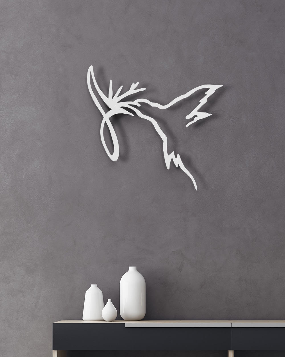 je-suis-art-animaux-colibri-fleur-one-line-tableau-m-tal-minimaliste image 2