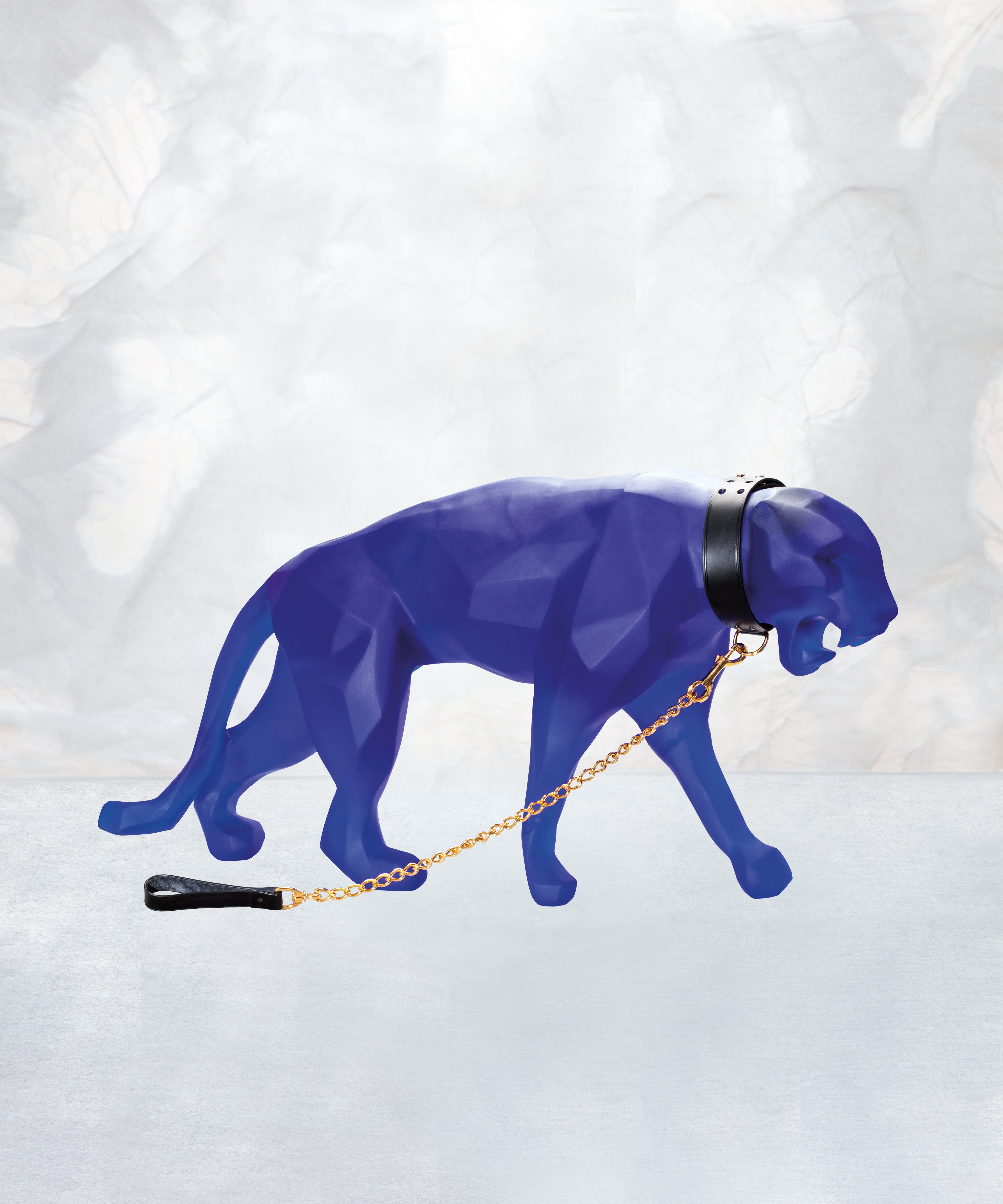 daum-orlinski-wild-panther-sculpture-cristal-bleu-grand-mod-le-8-ex image 2