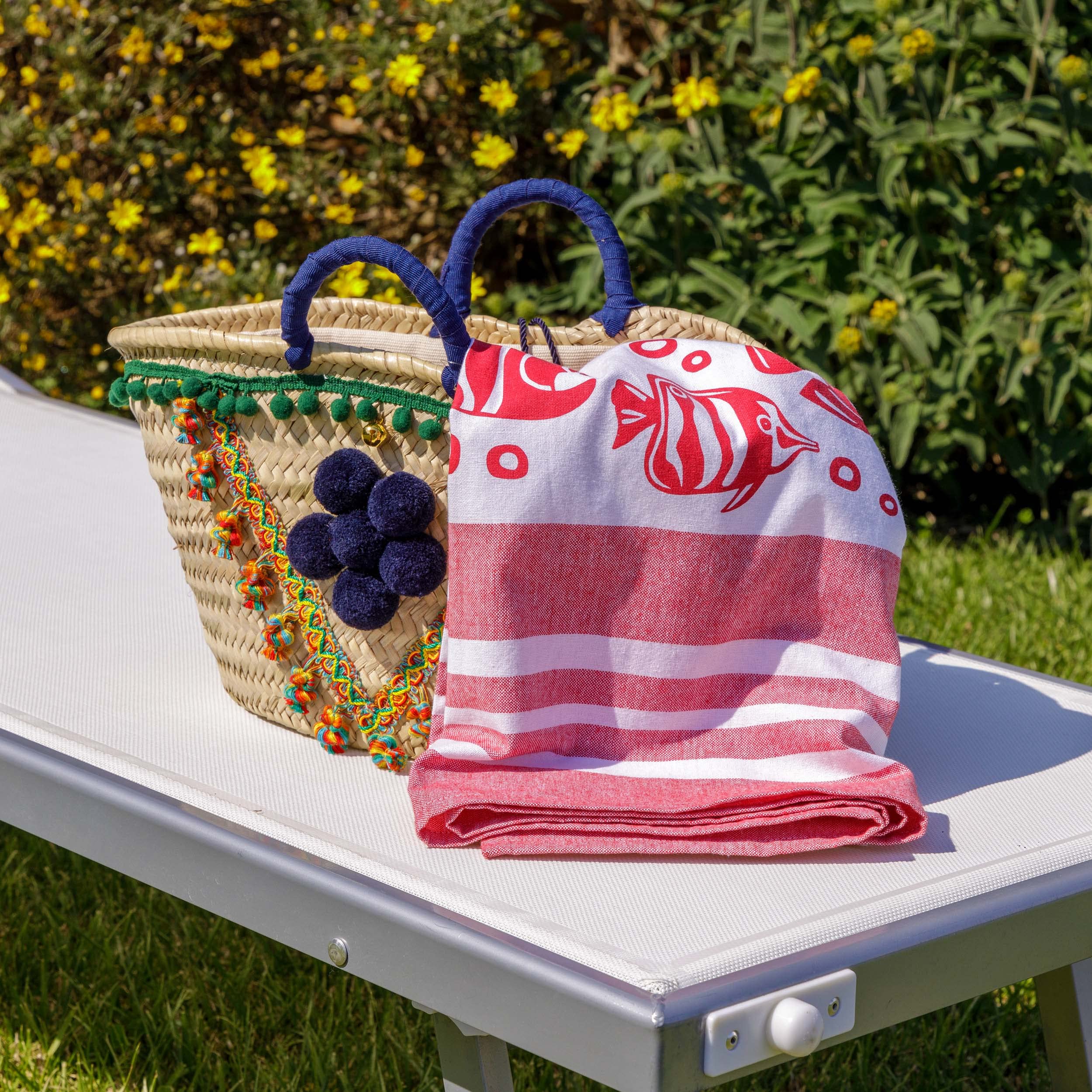baroni-home-outdoor-serviette-plage-poissons-rouges-90x170cm image 5
