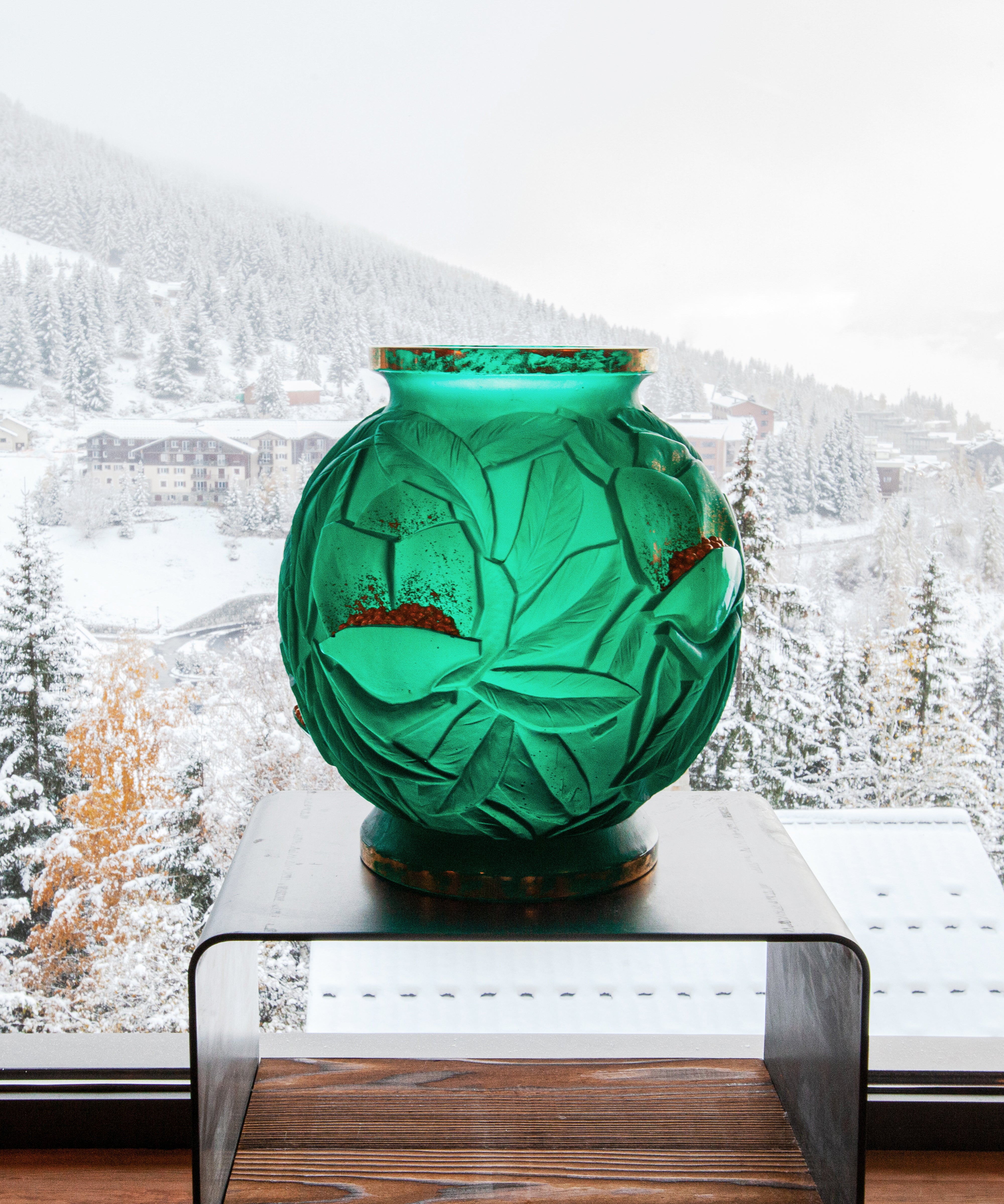 daum-empreinte-vase-grand-mod-le-vert-or-75ex image 2