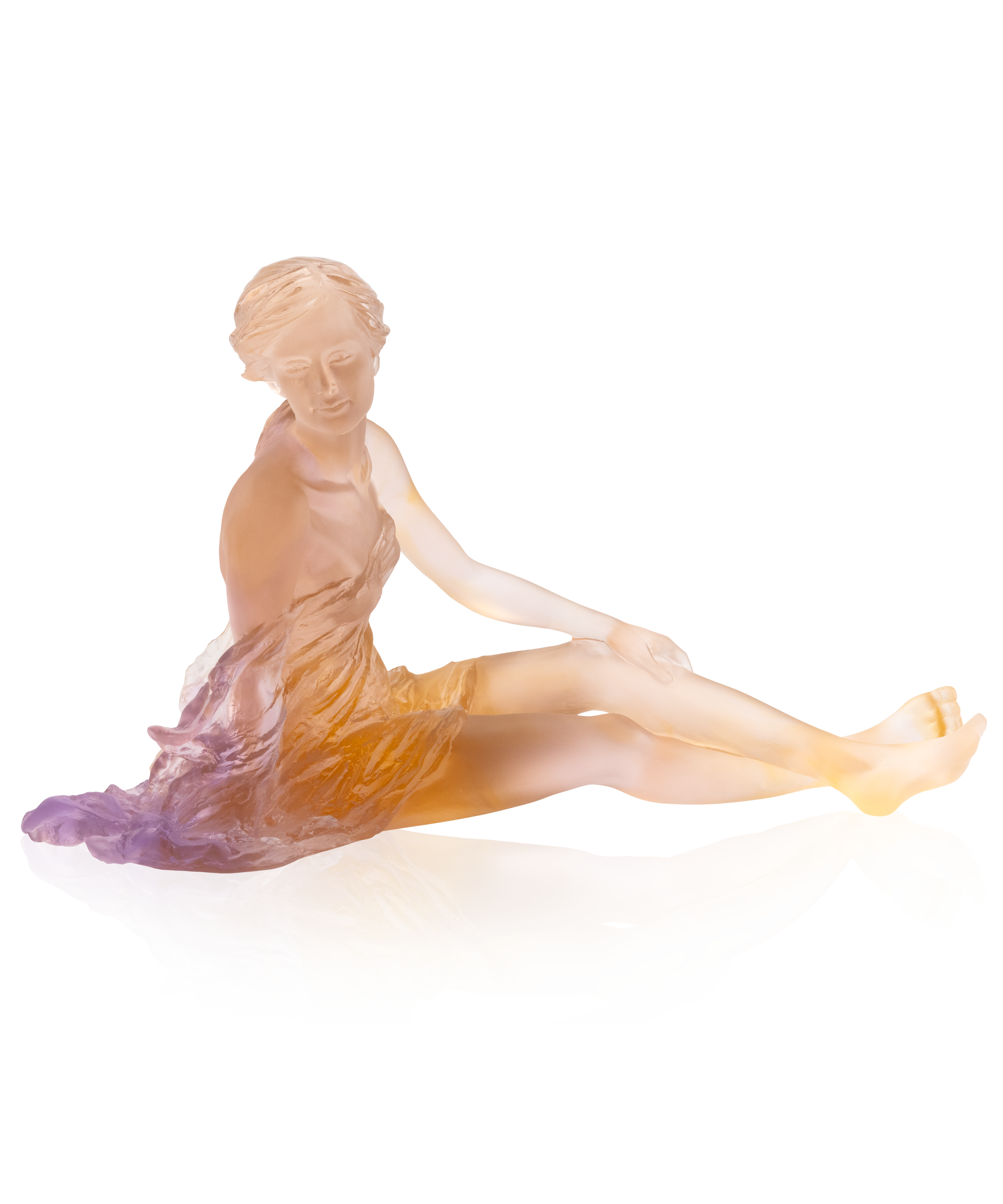 daum-art-cristal-vent-l-ger-ambre-rose-sculpture-femme-luo-li-rong image 1