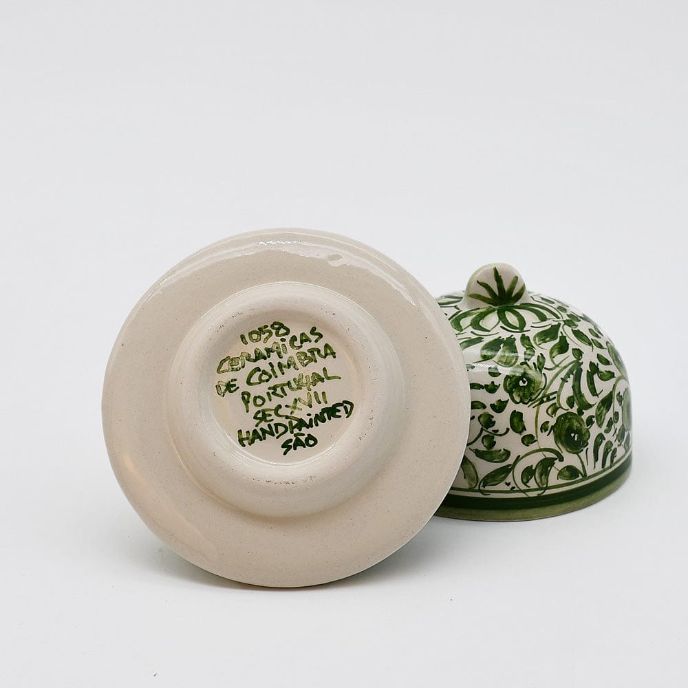 luisa-paix-o-vaisselle-portugaise-beurrier-coimbra-vert-9cm-peint-main image 5
