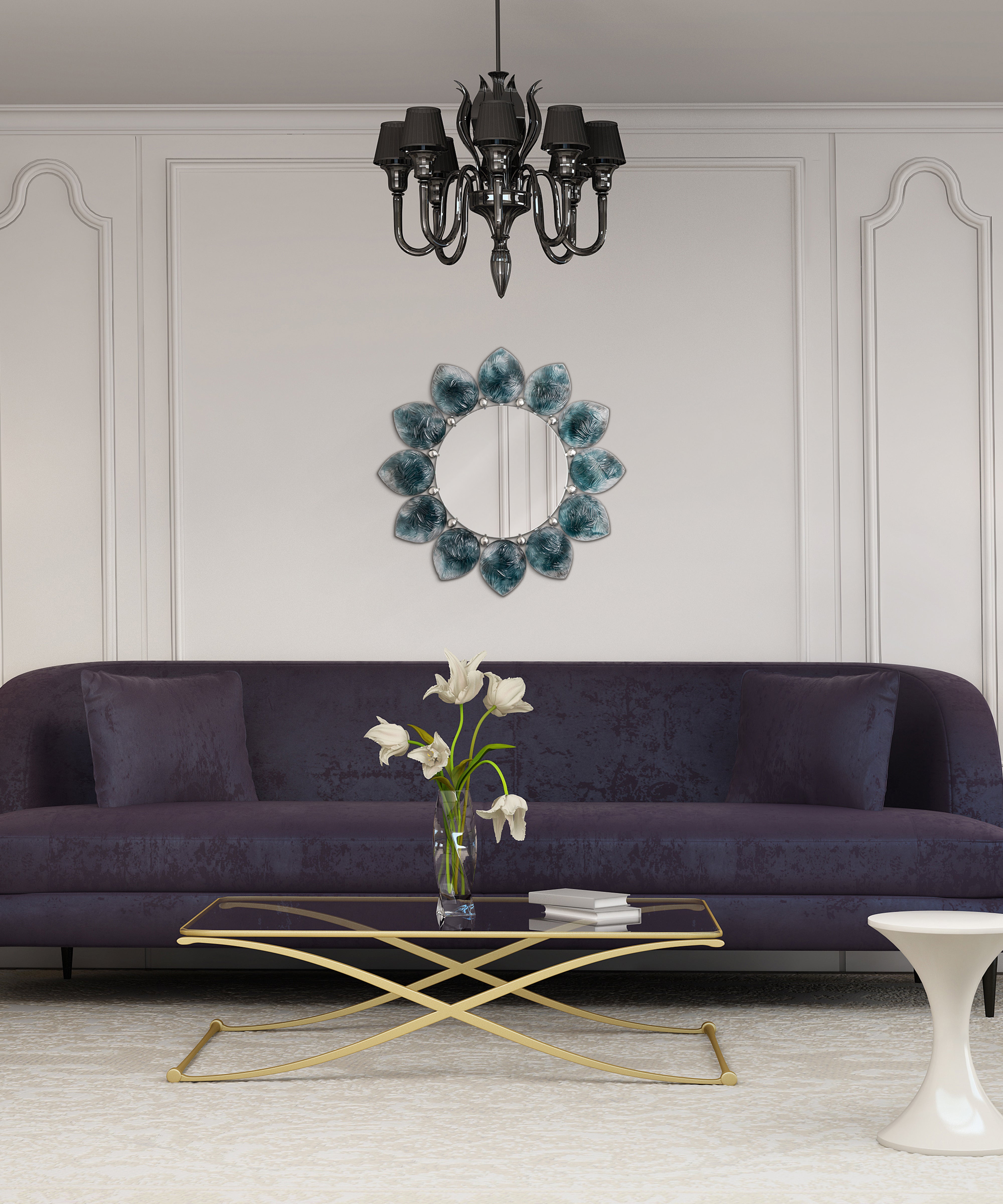 daum-art-cristal-m-lodie-miroir-bleu-gris-25-ex-hurel image 2