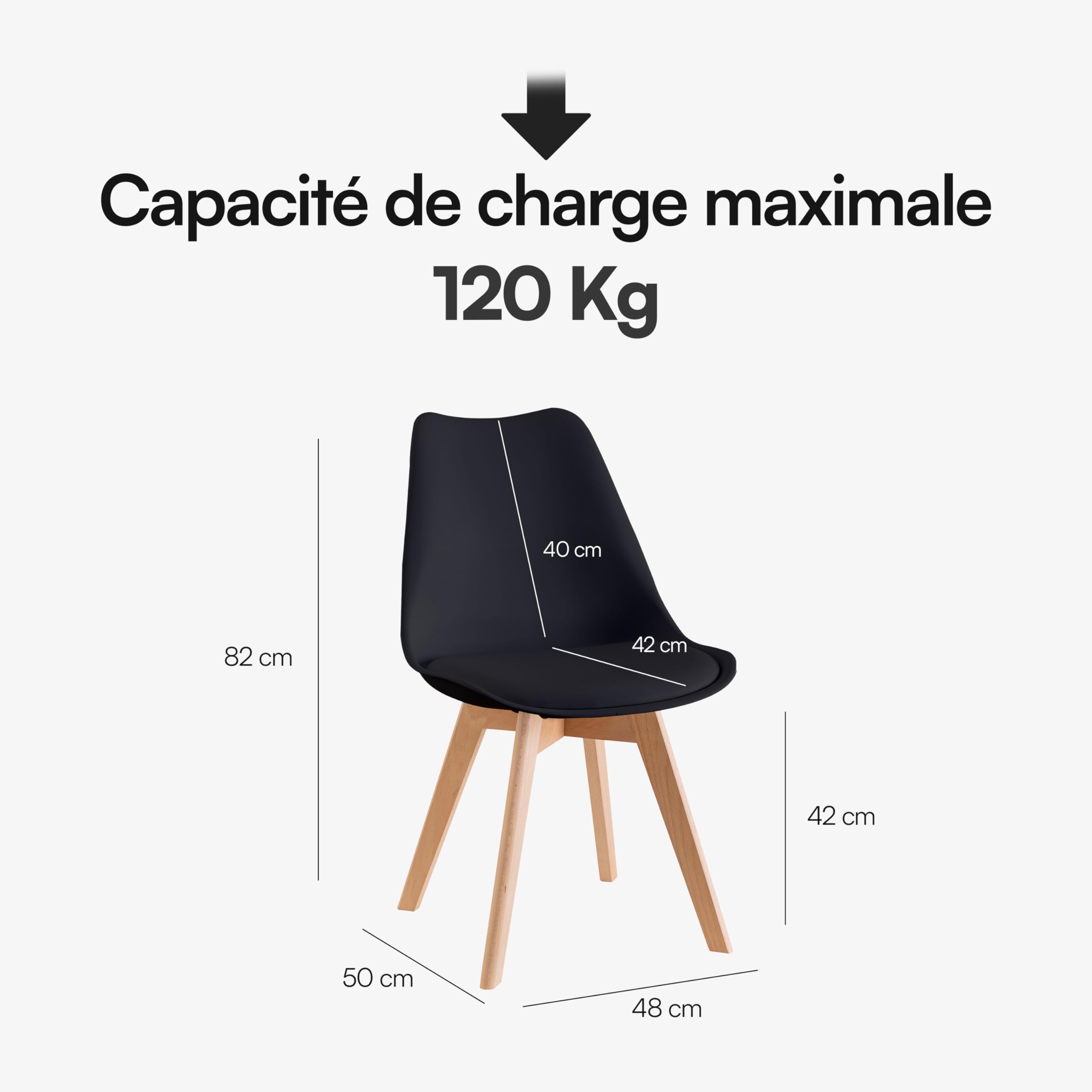 baroni-home-sedie-chaise-salle-manger-noire-pieds-bois-57-cm image 3