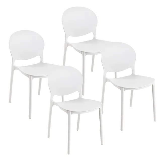 baroni-home-sedie-set-4-chaises-plastique-blanc-empilables-46x50x80 image 1