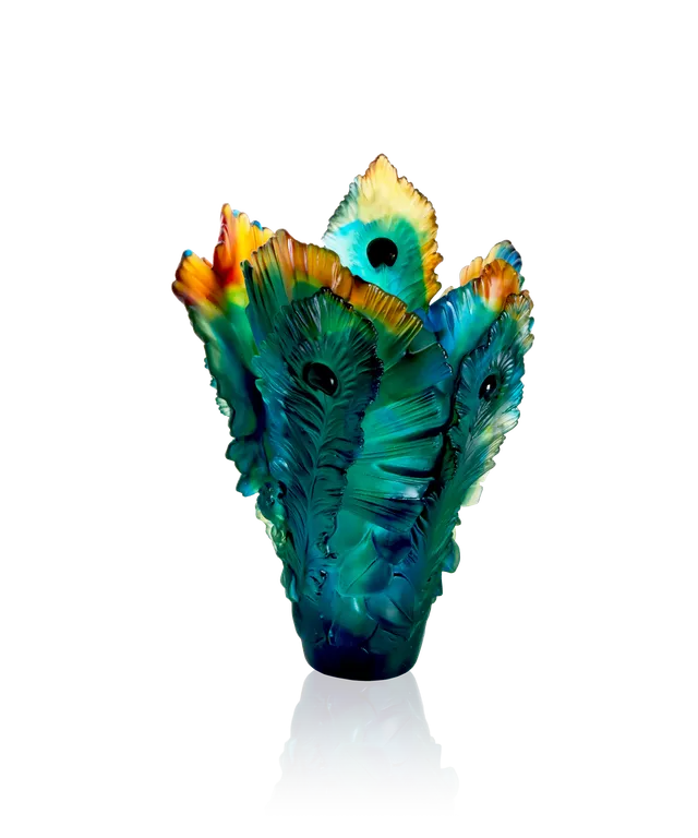 daum-univers-v-g-tal-fleur-de-paon-vase-grand-mod-le-p-te-de-verre image 1