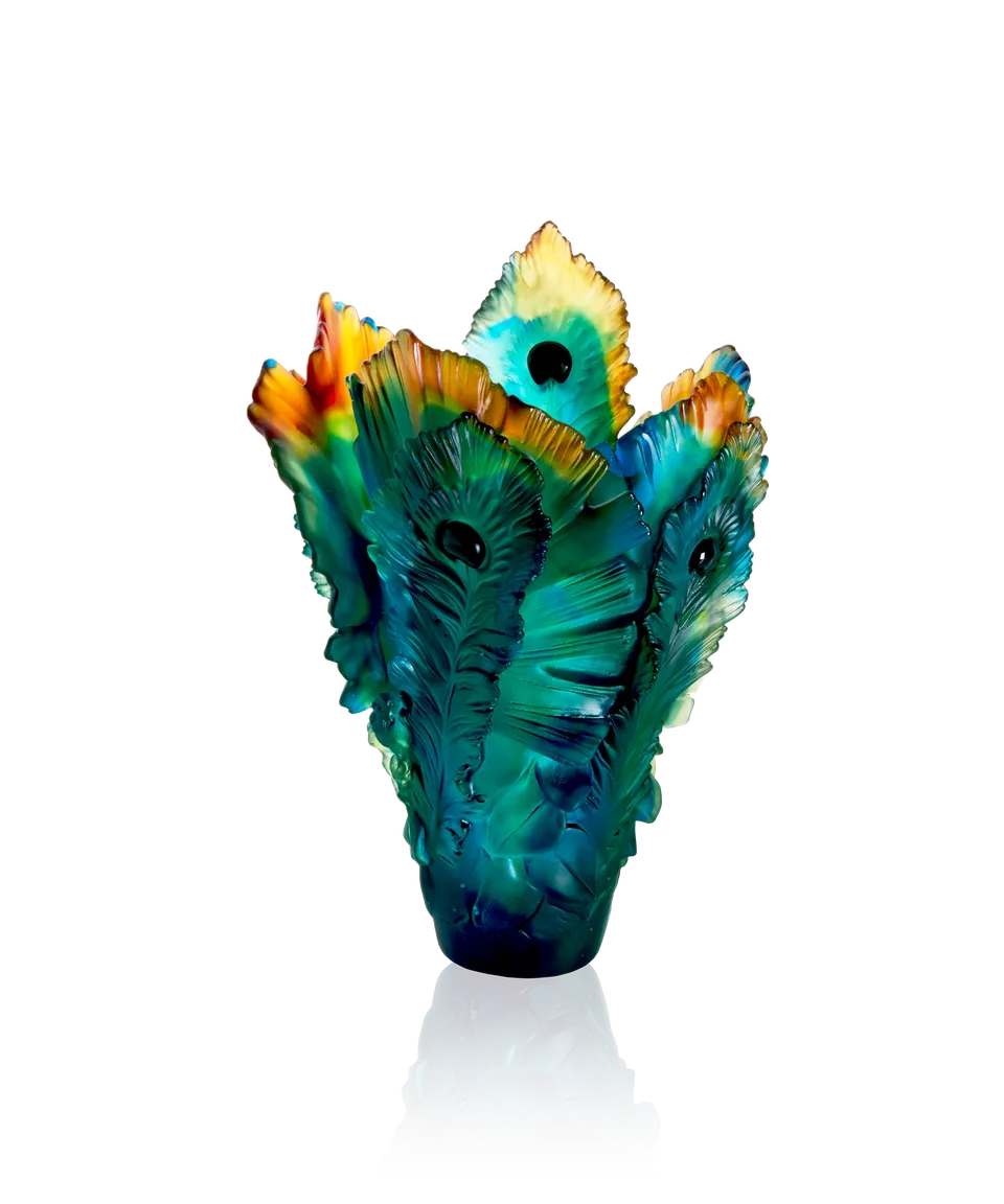 daum-univers-v-g-tal-fleur-de-paon-vase-grand-mod-le-p-te-de-verre image 1