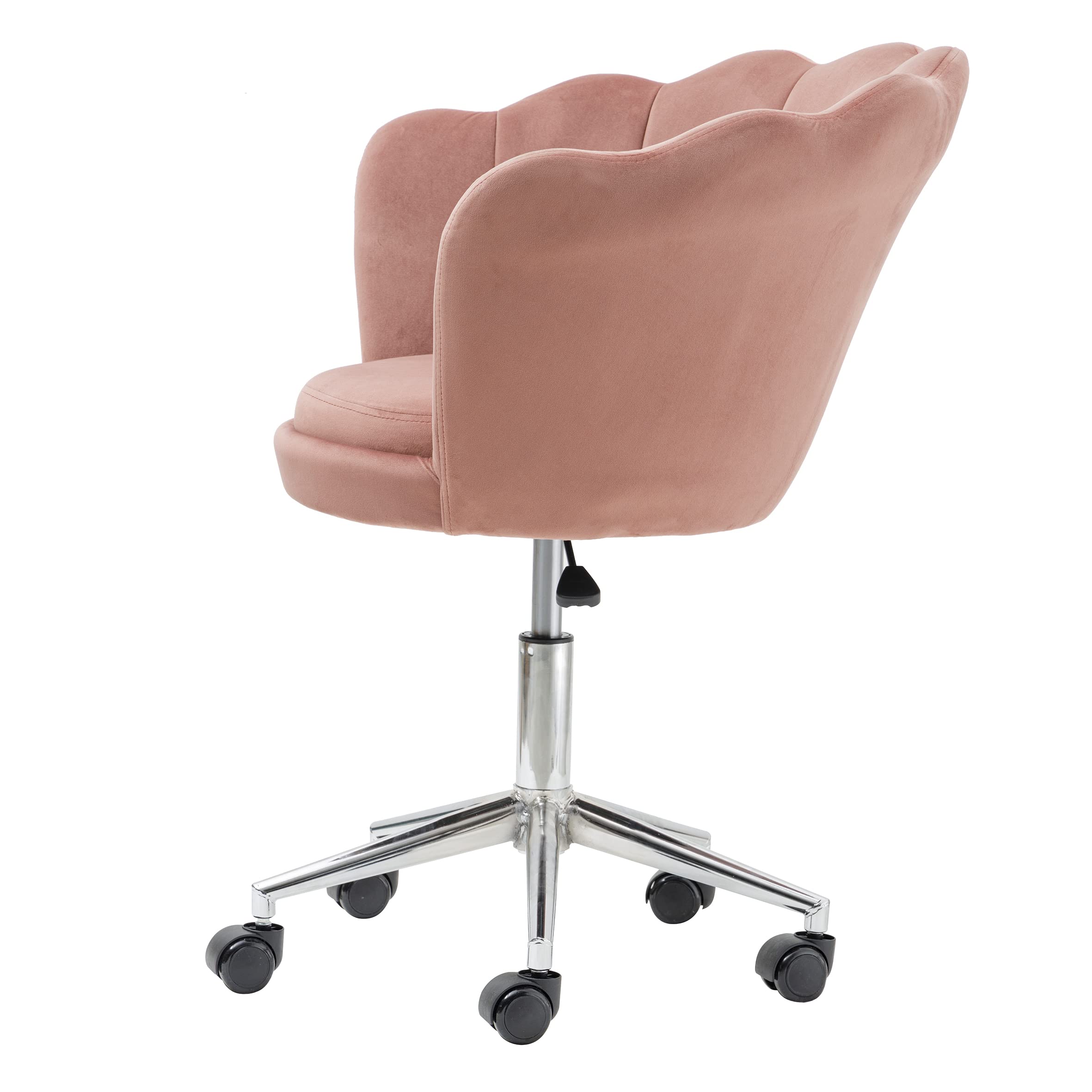baroni-home-sedie-fauteuil-de-bureau-velours-rose-poudr-pivotant image 7