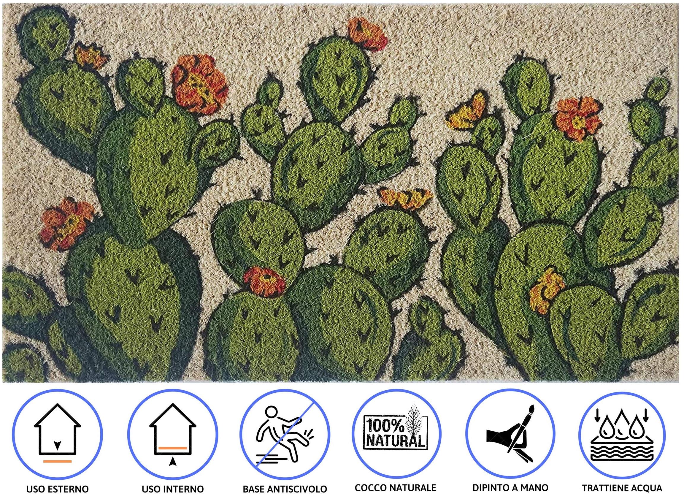 baroni-home-tapis-paillasson-coco-cactus-fleurs-oranges-70x40 image 3
