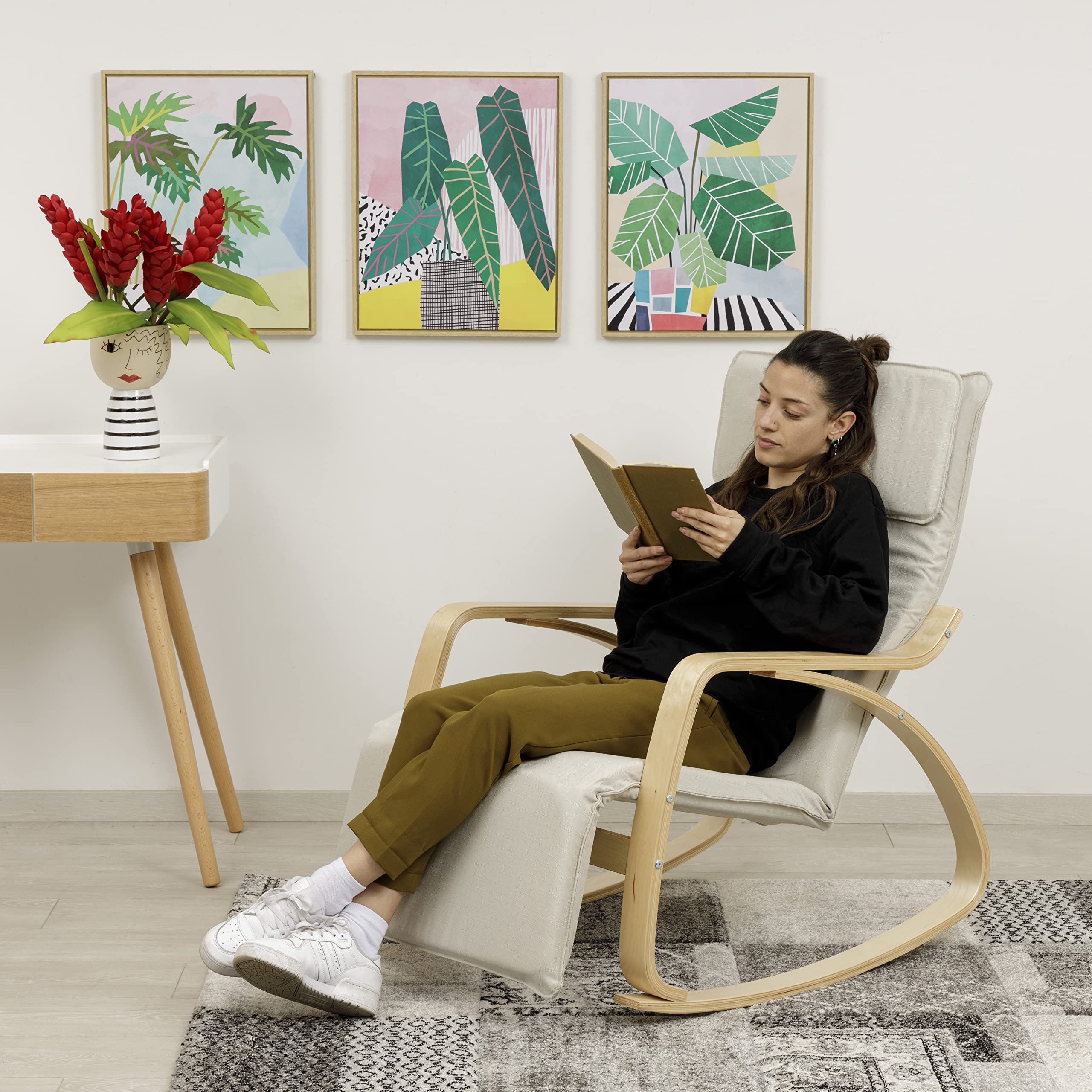 baroni-home-poltrone-fauteuil-bascule-beige-tissu-67x82x98 image 7
