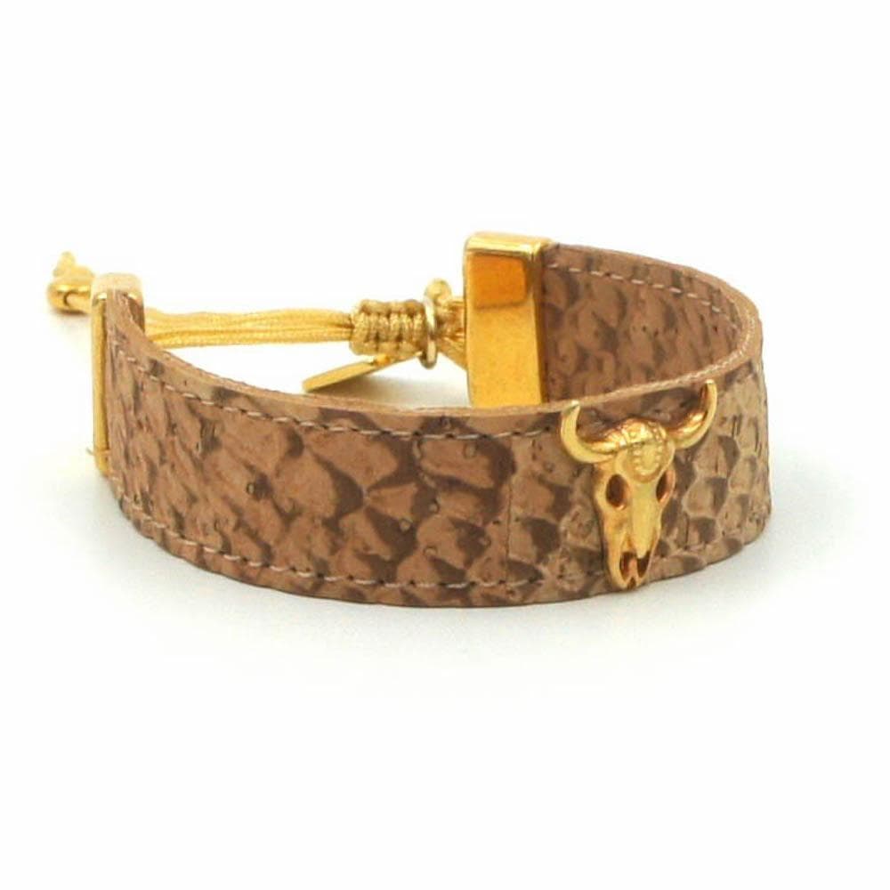 luisa-paix-o-bracelet-li-ge-beige-bull-dor-taureau image 2