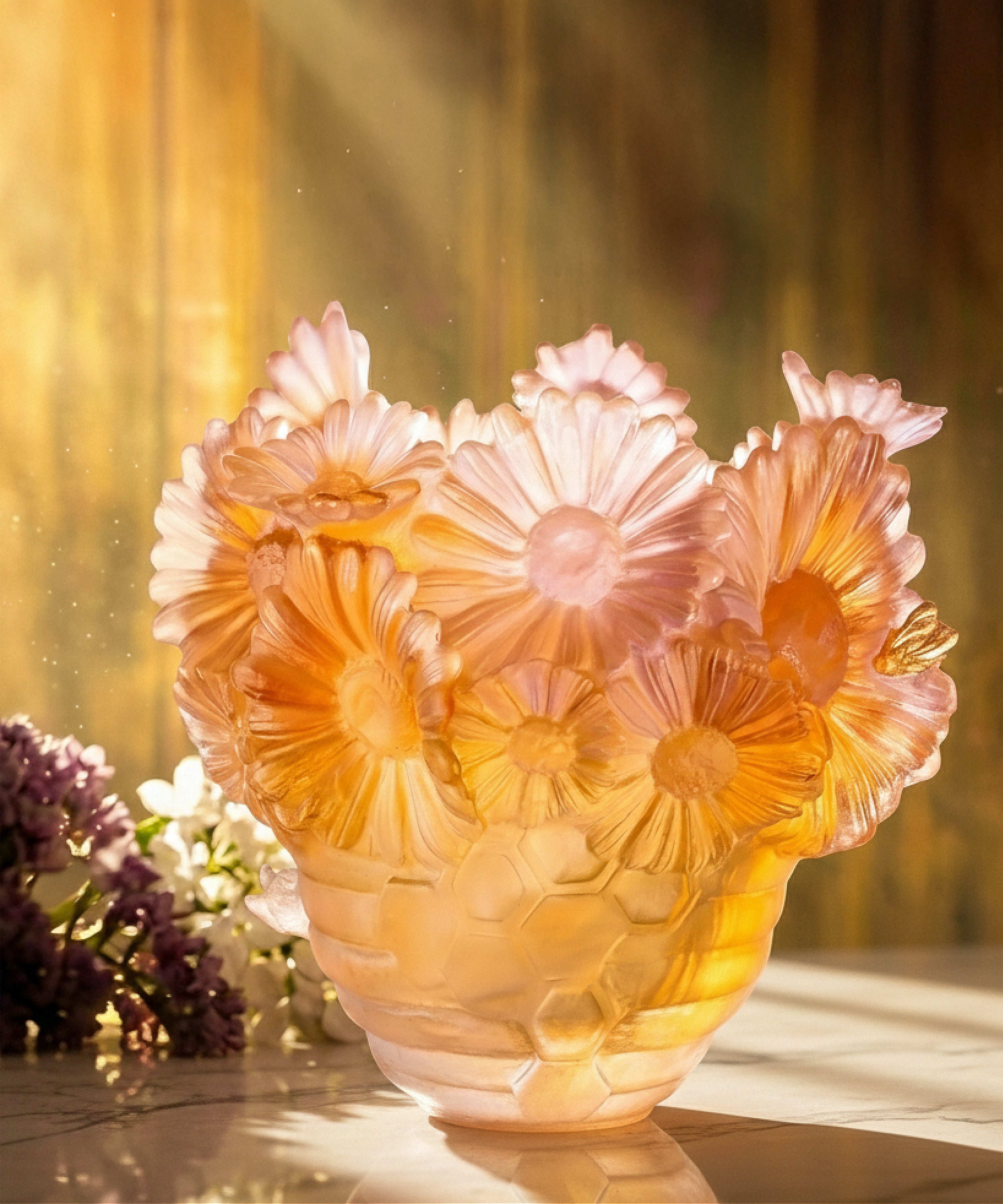 daum-or-d-abeille-vase-petit-mod-le-feuille-d-or-250-ex image 2