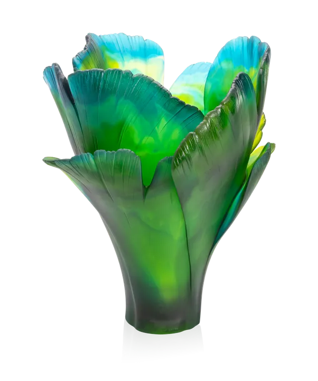 daum-univers-v-g-tal-ginkgo-vase-magnum-cristal-vert-99-ex image 1