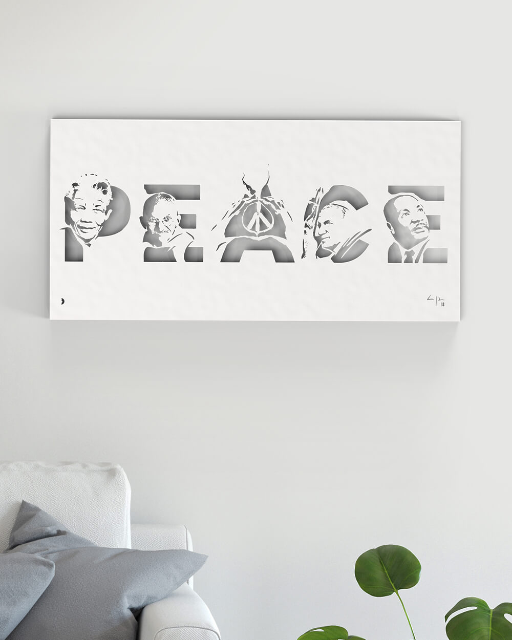 je-suis-art-tableaux-peace-tableau-m-tal-mandela-gandhi image 1