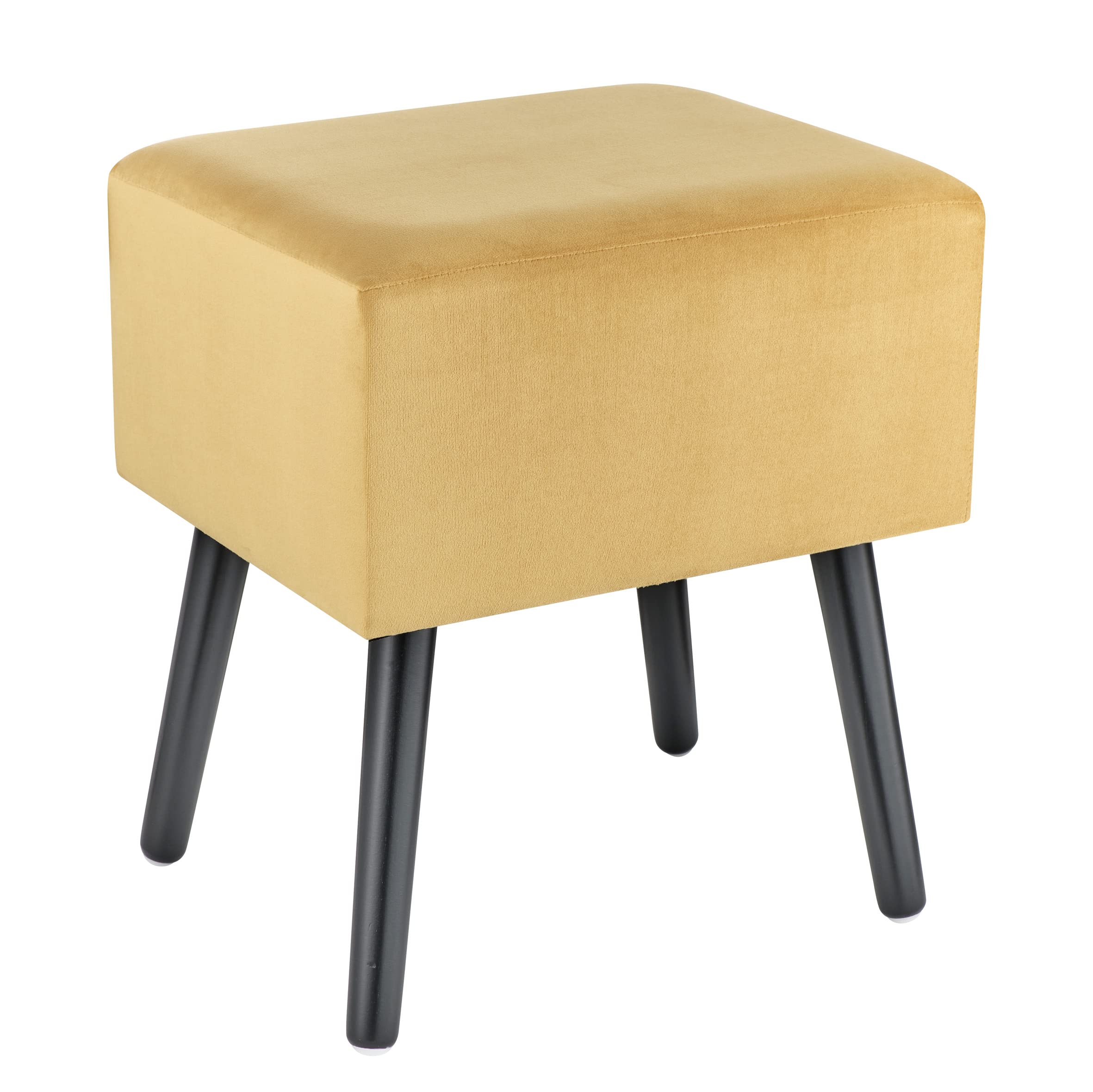 baroni-home-pouf-velours-beige-40x33x46-pieds-bois-salon image 5