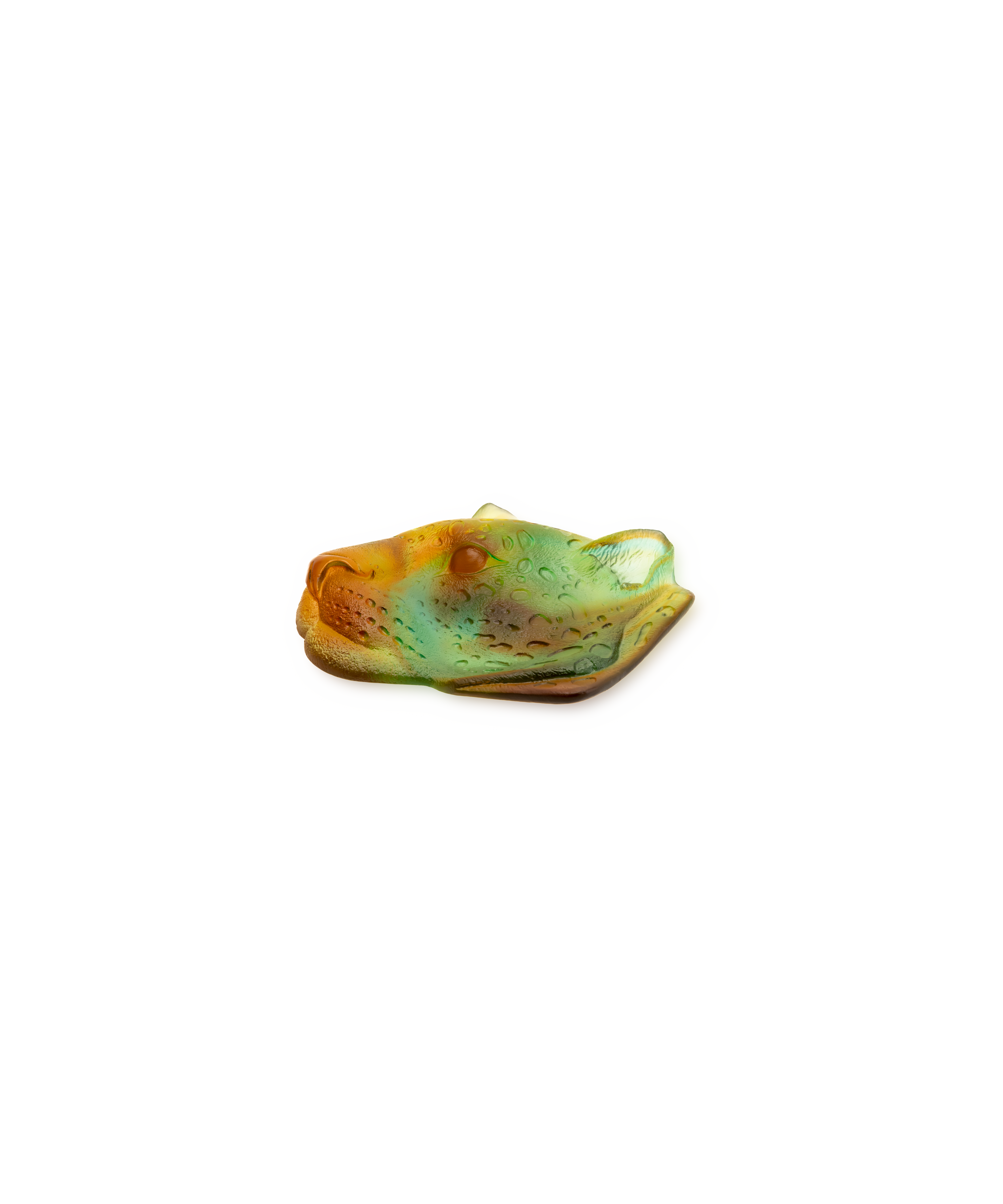 daum-l-opard-tropical-vide-poche-cristal-ambre-vert image 1