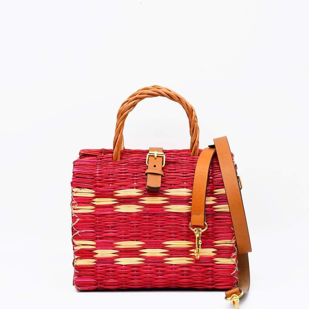 luisa-paix-o-sac-cabas-jonc-rouge-22-cm-cuir image 1
