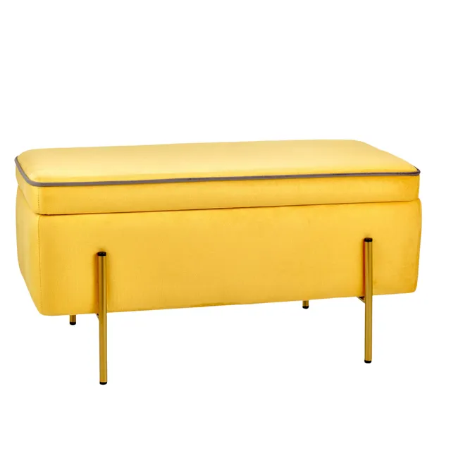 baroni-home-pouf-banc-coffre-velours-jaune-80x40x40-cm image 1