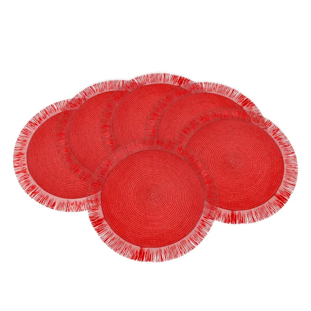 baroni-home-cucina-sets-de-table-ronds-38-cm-rouge-x6 image 1